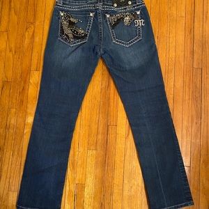 MissMe Straight Jeans with Sequin Back Pockets
